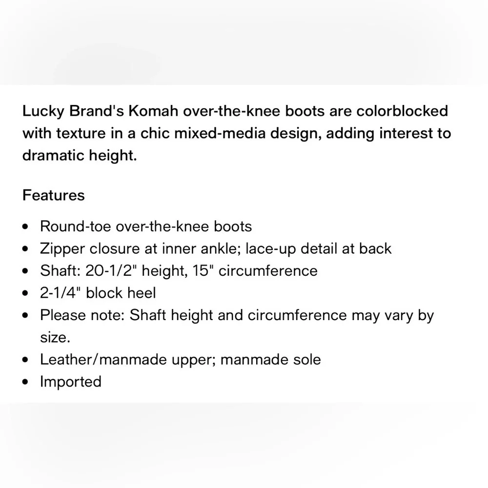 Lucky Brand Black Komah Over The Knee Heeled Boots Women’s Size 7